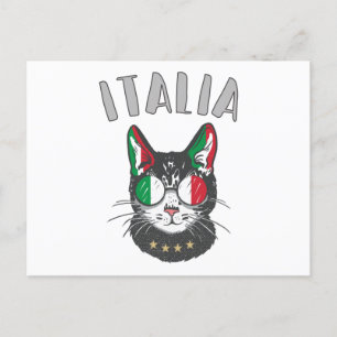 Carte Postale Mascotte de chat de football d'Italie Drapeau de s