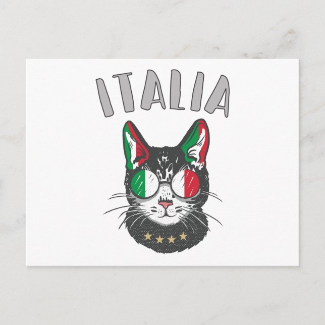 Carte Postale Mascotte de chat de football d'Italie Drapeau de s (Devant)