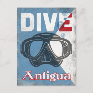 Carte Postale Mask antigua vintage scuba