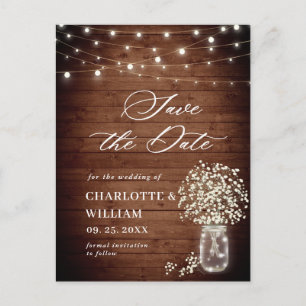 Carte Postale Mason du souffle de bébé Mariage de jarre Enregist
