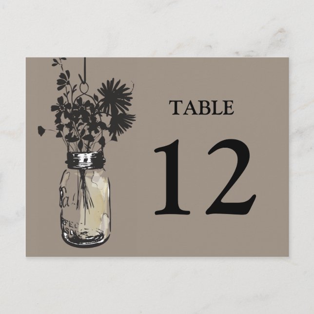 Carte Postale Mason Jar & Fleur sauvage Table Card (Devant)