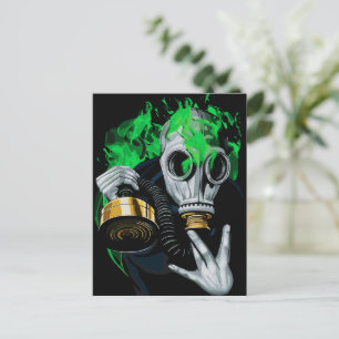Carte Postale Masque à gaz toxique : Flammes néon