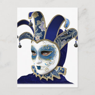 Carte Postale Masque carnivale vénitien bleu en profil