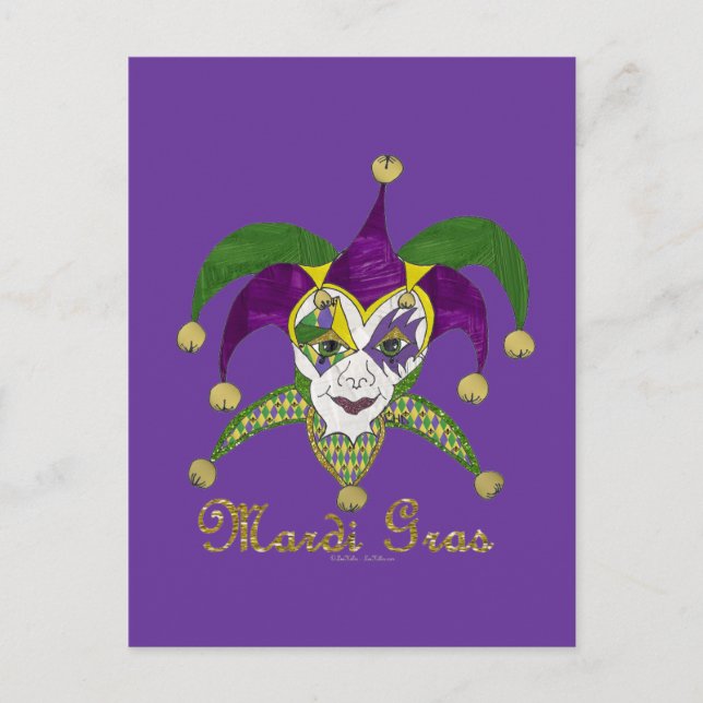 Carte Postale Masque coloré Mardi Gras Jesters (Devant)