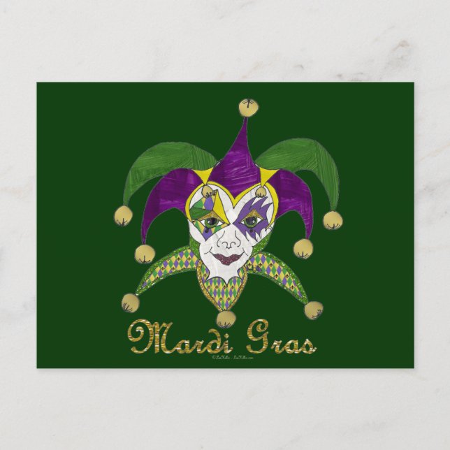 Carte Postale Masque coloré Mardi Gras Jesters (Devant)