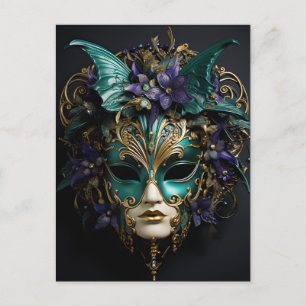 Carte Postale Masque d'Aqua Violet Mascarade Masques Mardi Gras 