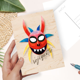 Carte Postale Masque de carnaval coloré de Porto Rico