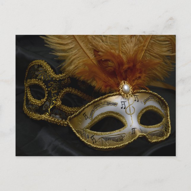 Carte Postale Masque de Carnaval Vénitien doré Mascarade (Devant)