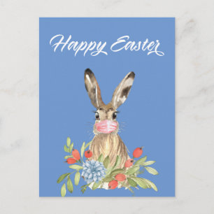 Carte Postale Masque de Pâques 2021 Joyeux Lapin de Quarantaine