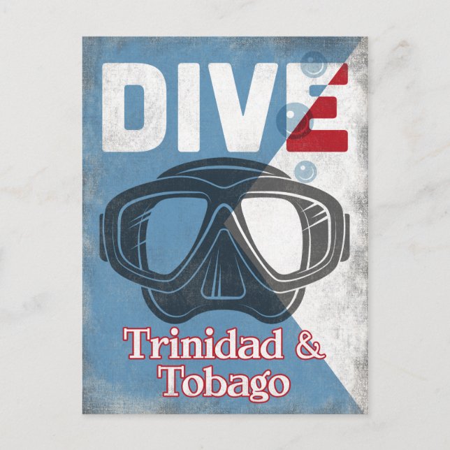 Carte Postale Masque de plongée Vintage Trinidad & Tobago (Devant)