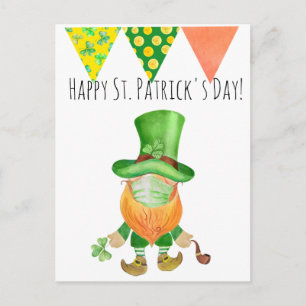 Carte Postale Masque de visage Covid Gnome de la Saint-Patrick L