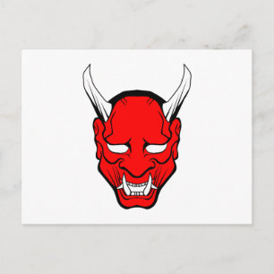 Carte Postale Masque japonais rouge Hannya