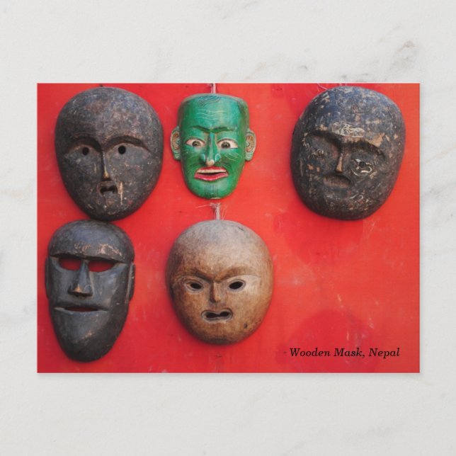 Carte Postale Masque népalais en bois (Devant)