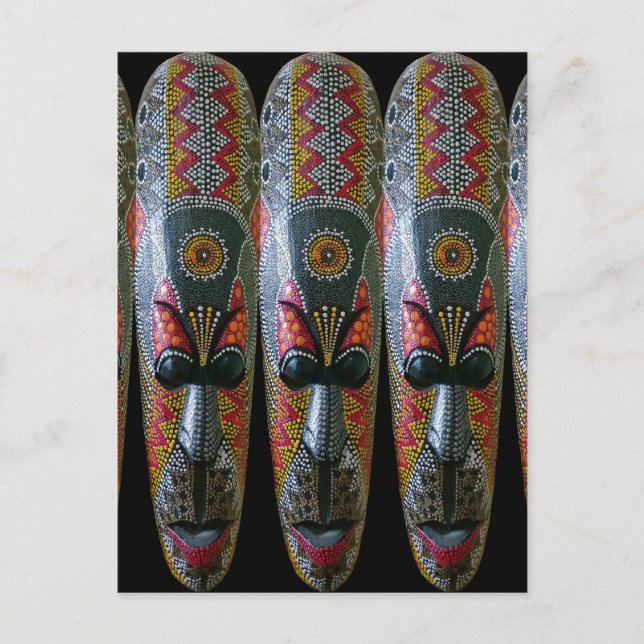 Carte Postale Masque tribal africain peint à la main (Devant)