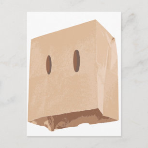 Carte Postale masque visage de sac papier