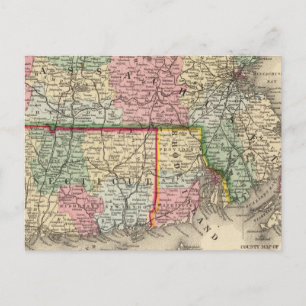 Carte Postale Mass, Conn, RI Map par Mitchell