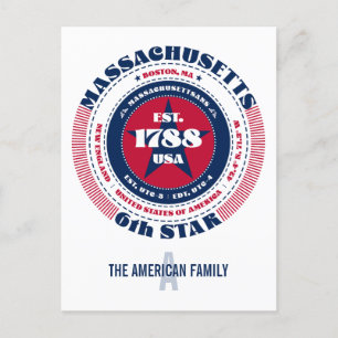 Carte Postale Massachusetts, Boston MA, Monogramme patriotique