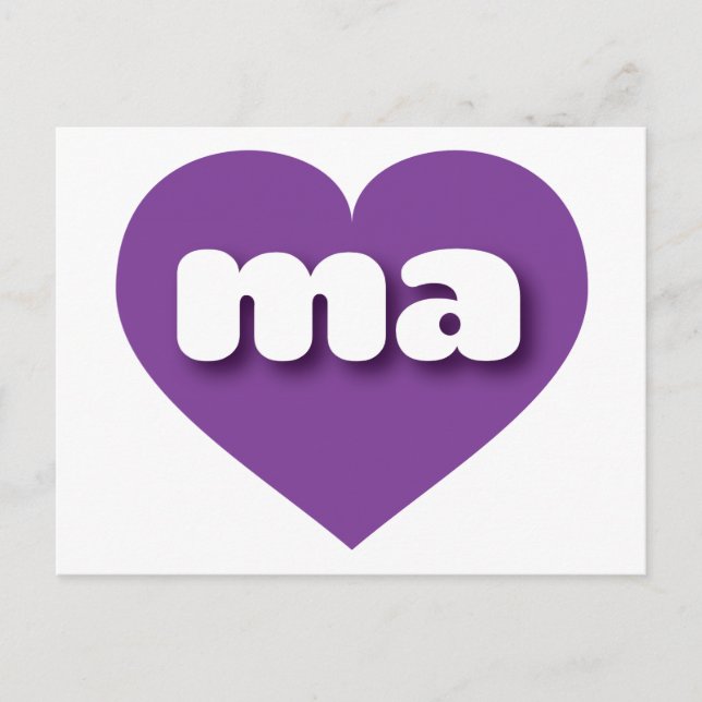 Carte Postale Massachusetts coeur violet - I love ma (Devant)