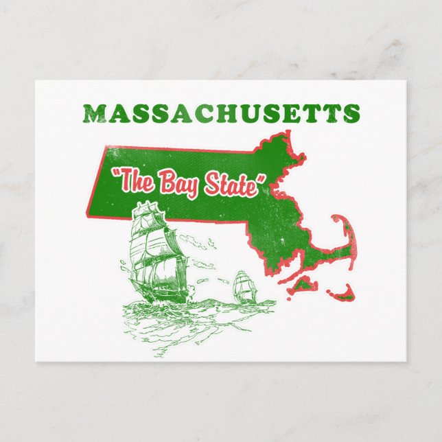 Carte Postale Massachusetts Le design de Bay State (Devant)