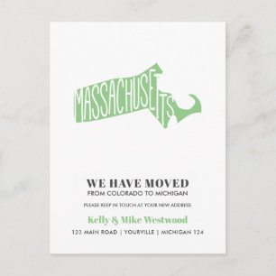 Carte Postale MASSACHUSETTS Nous avons déménagé Nouvelle adresse