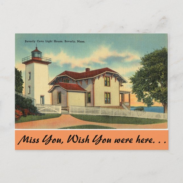 Carte Postale Massachusetts, phare de Beverly Cove (Devant)