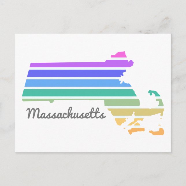 Carte Postale Massachusetts Rainbow Minimalist Vacances Pride (Devant)