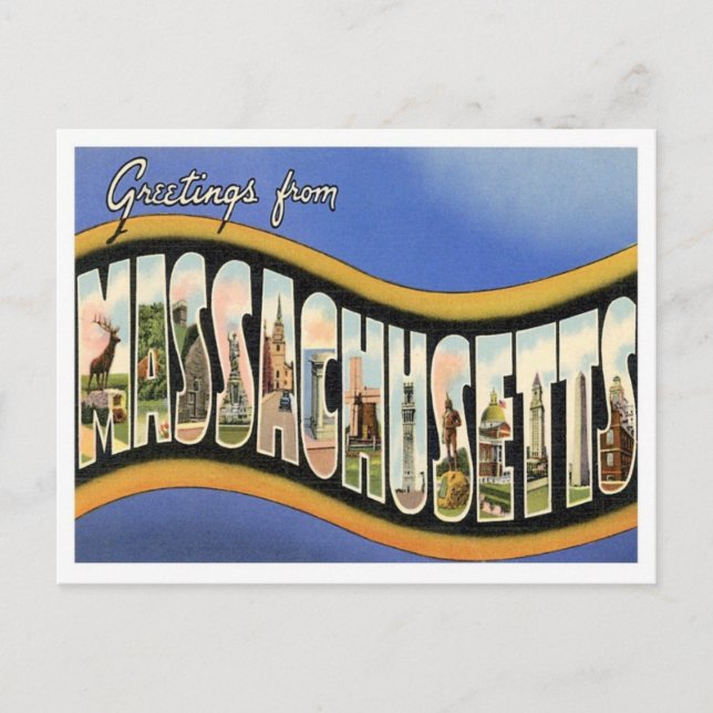 Carte Postale Massachusetts Salutations Des États-Unis (Devant)