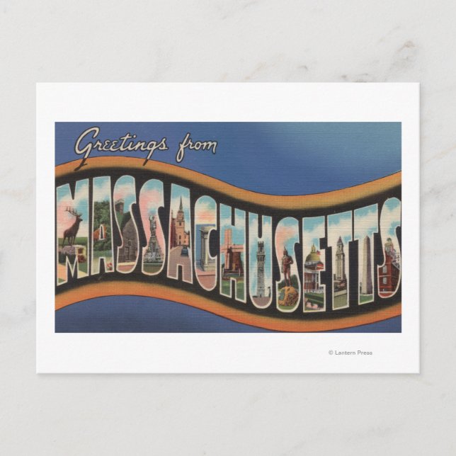 Carte Postale Massachusetts - Scènes de grandes lettres (Devant)