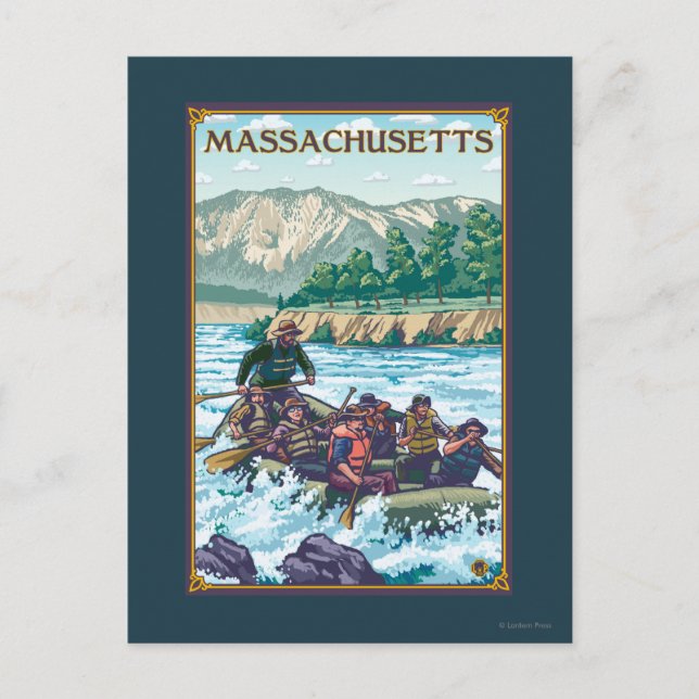Carte Postale MassachusettsScène de Rafting de rivière (Devant)