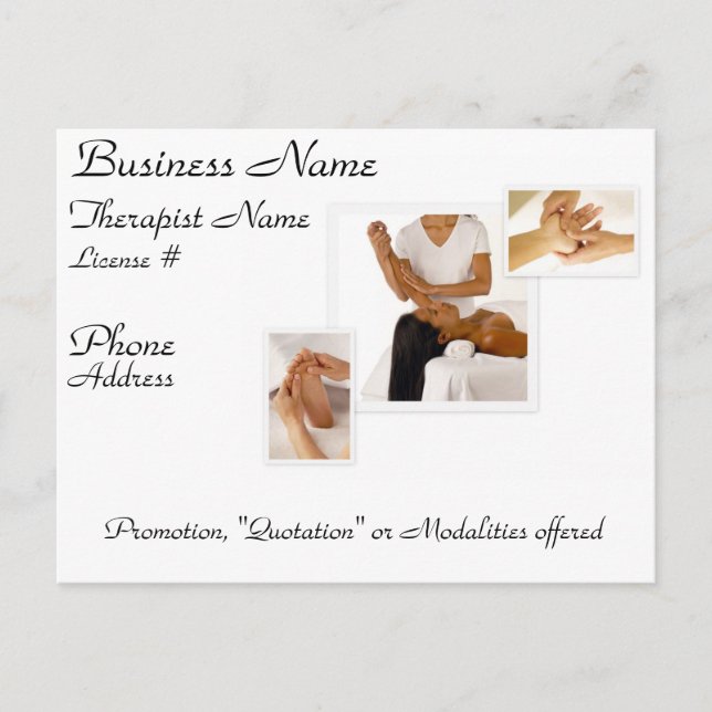 Carte postale Massage/BodyWork personnalisable (bl (Devant)