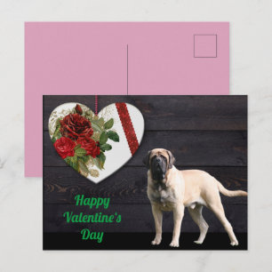 Carte postale Mastiff anglais Saint-Valentin 