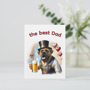 Carte Postale Mastiff Dogue anglais meilleur Papa fête des pères