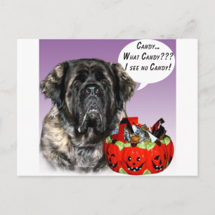 Carte Postale Mastiff (moelleux) Bonbons d'Halloween