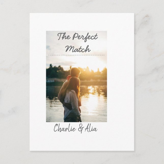 Carte Postale match parfait photo couple mariage moderne ajouter (Devant)
