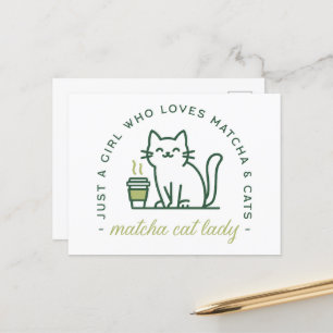 Carte Postale Matcha amoureux des chats drôle juste une fille ka