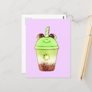 Carte Postale Matcha Buble Thé Lait Thé Grenouille