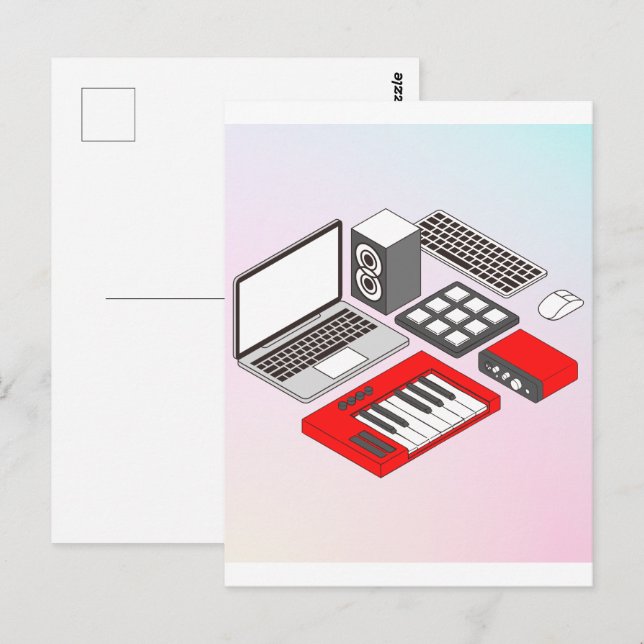 Carte Postale Matériel Dj de musique (Devant / Derrière)