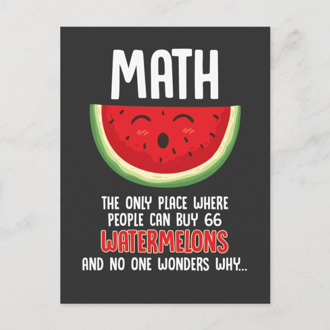 Carte Postale Math Enseignant Calcul Mathématique Watermelon (Devant)