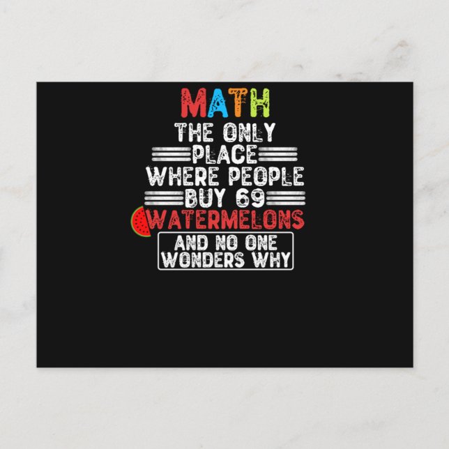 Carte Postale Math Le Seul Endroit Où Les Gens Achètent 69 Pastè (Devant)