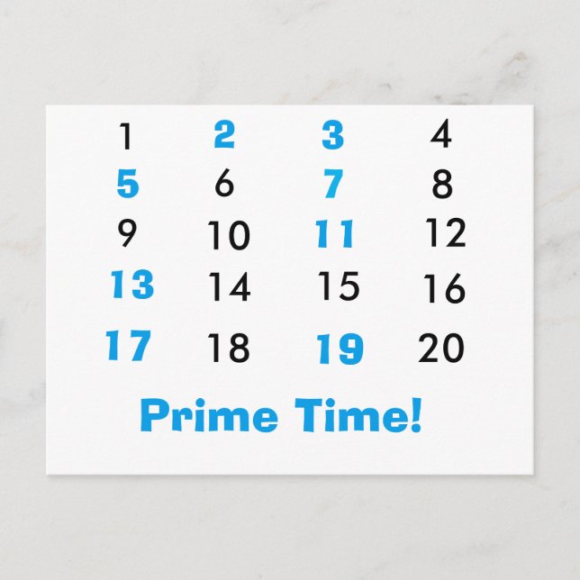 Carte postale Math Prime Time (Devant)