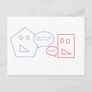 Carte Postale Maths et jeu de mots anglais