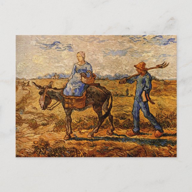 Carte Postale Matin, Couple de paysans par Vincent van Gogh (Devant)