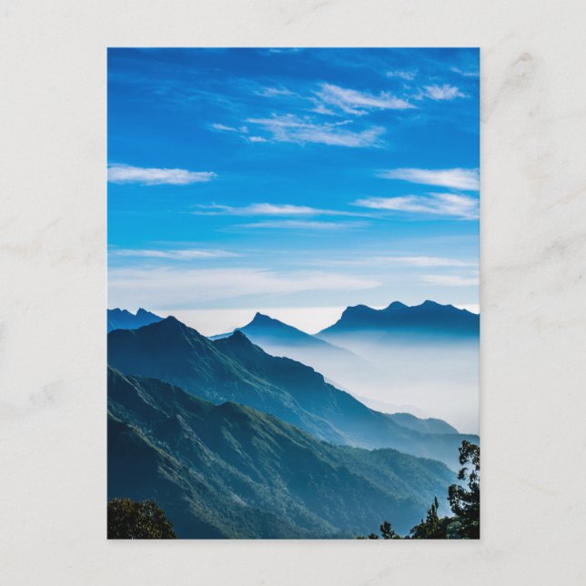 Carte Postale Matin Montagnes Mist Paysage (Devant)