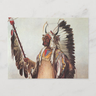 Carte Postale Mato-Tope, Portrait d'un chef Mandan par Karl Bodm