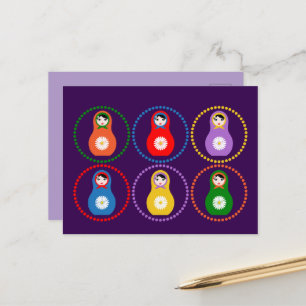 Carte Postale Matriochka à la pâquerette