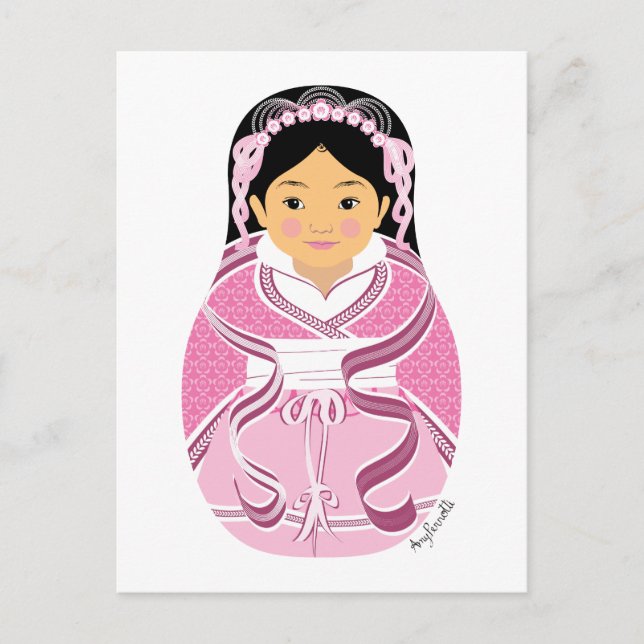 Carte postale matriochka chinoise, HanFu (Devant)