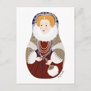 Carte postale matriochka de la reine Élisabeth Ire