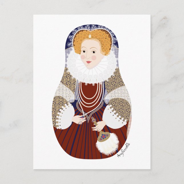 Carte postale matriochka de la reine Élisabeth Ire (Devant)