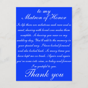 Carte Postale Matron d'honneur Merci