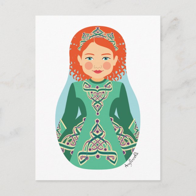 Carte postale Matryoshka Dancer de la tête rouge i (Devant)